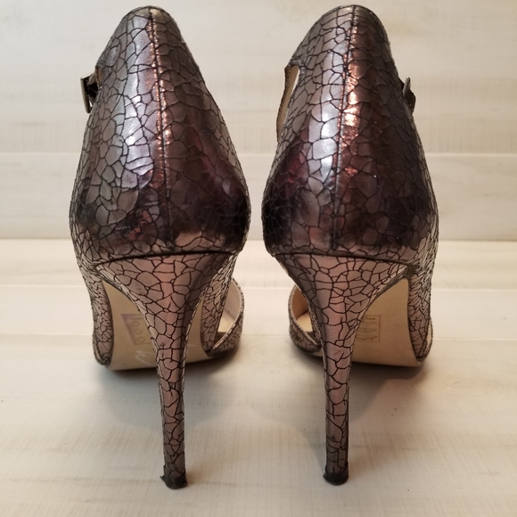 {10} Izabella Rue Nina Strap Heel Metallic Merlot Maroon Purple - Picture 5 of 12